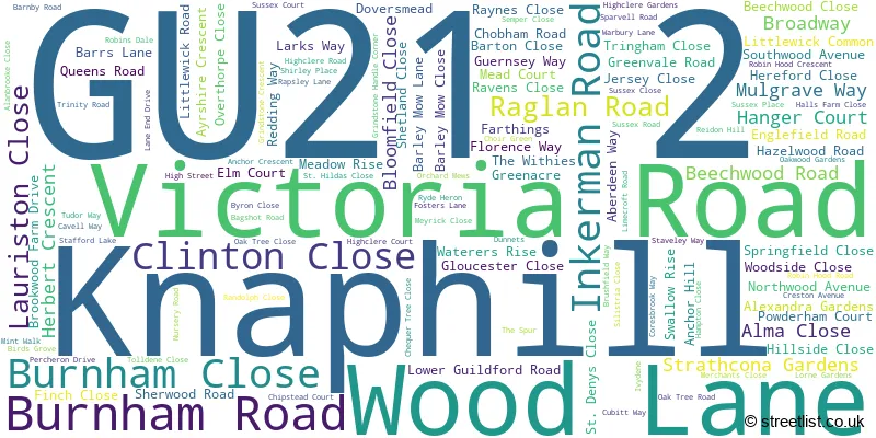 A word cloud for the GU21 2 postcode